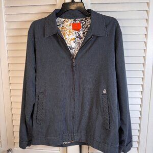 Volcom Mens Medium Queso Pinstripe Jacket Pacsun zip up With Graphic Lining